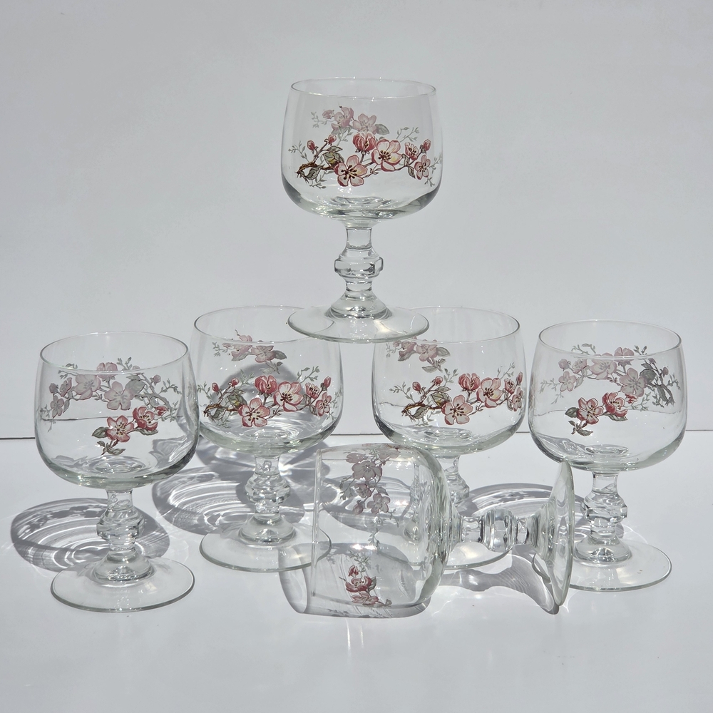 Elegant Floral Glass Goblet Set